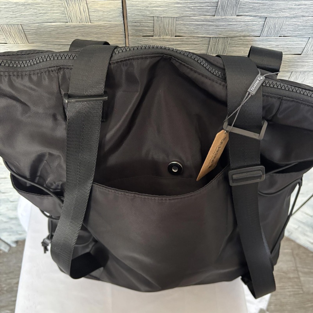 Bearpaw Black Nylon Tote Bag Convertible‎ Backpack Straps Travel Work - Picture 6 of 7